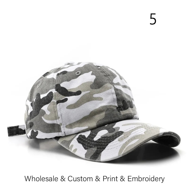 SLECKTON Custom Logo Baseball Cap Unisex Summer Camouflage Embroidery Design Brand Picture Print DIY Sun Hat for Men