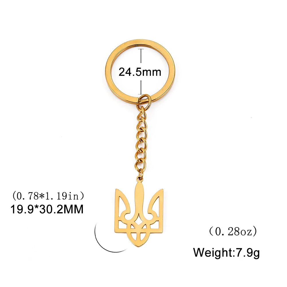 Dreamtimes New Ukraine National Logo Keychain Women's Men's Stainless Steel Pendant Accessories Jewelry Gift