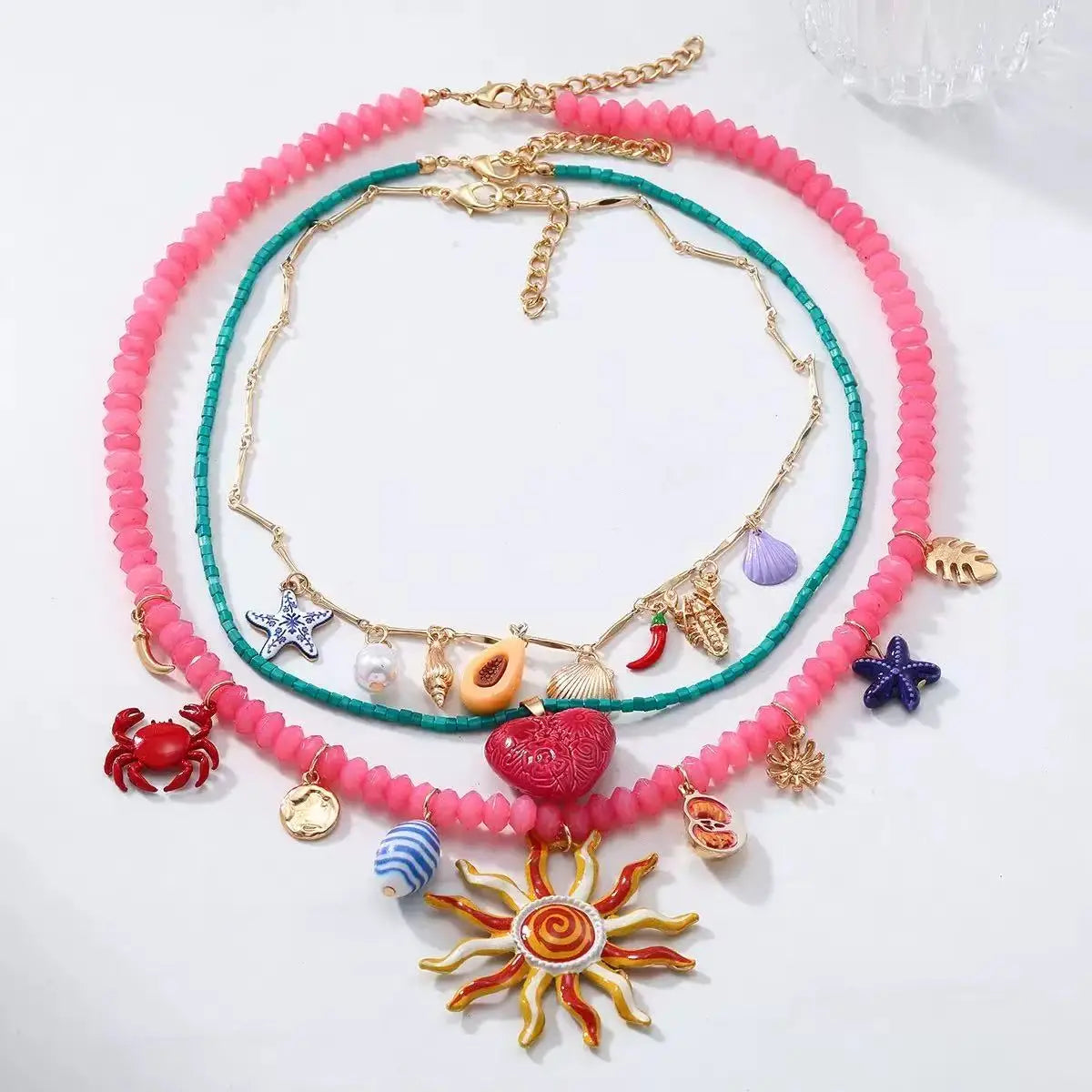 ZAA Fashion Personalized Sun flower multi-layer Necklace