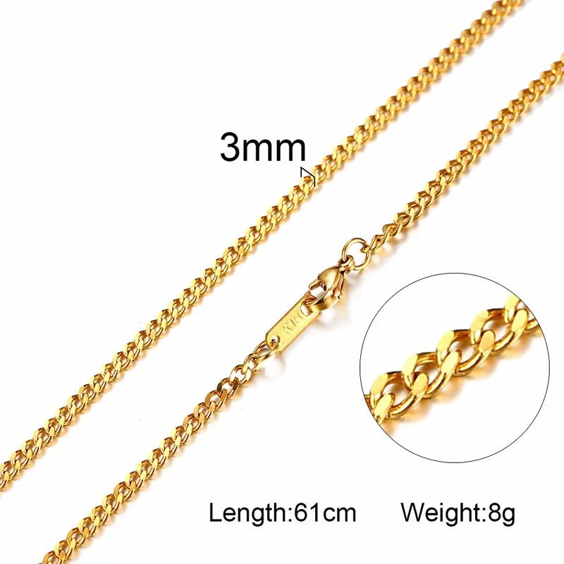 Collier ras du cou pour homme Vnox Dropshipping, chaîne gourmette plate en acier inoxydable, motif serpent ton sur ton, 3-6 mm, 61 cm (24 pouces).