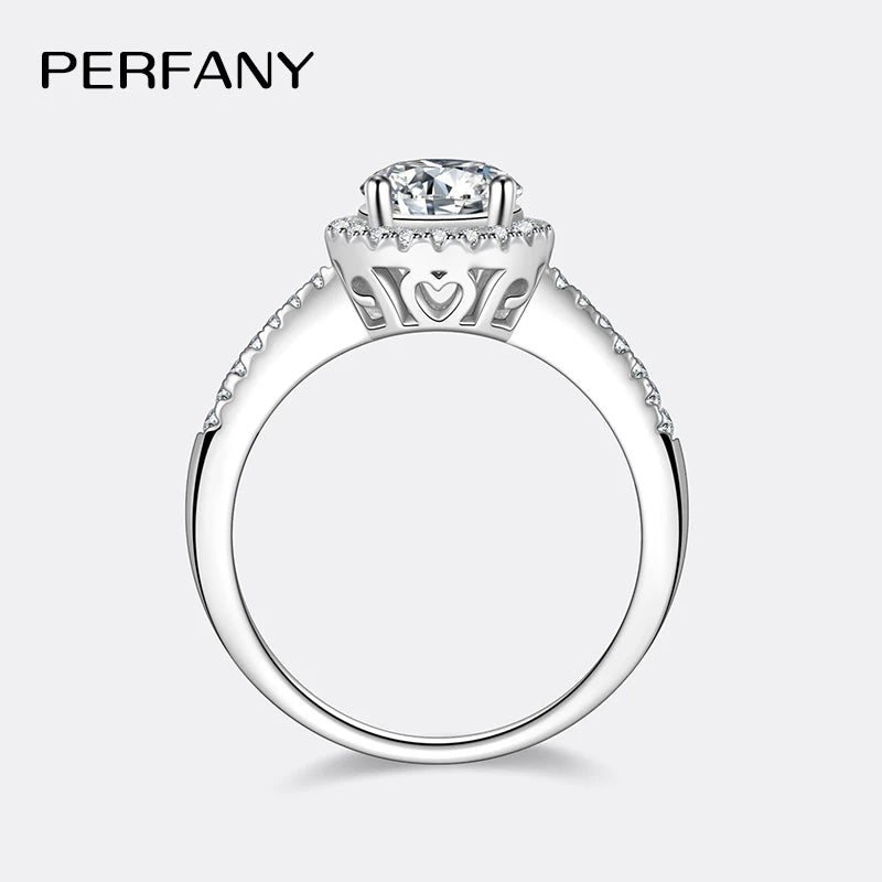 PERFANY Moissanite Ring For Women S925 Pure Silver Plated 18K White Gold Round Diamond Proposal Wedding High-end Jewelry - Madeinsea©