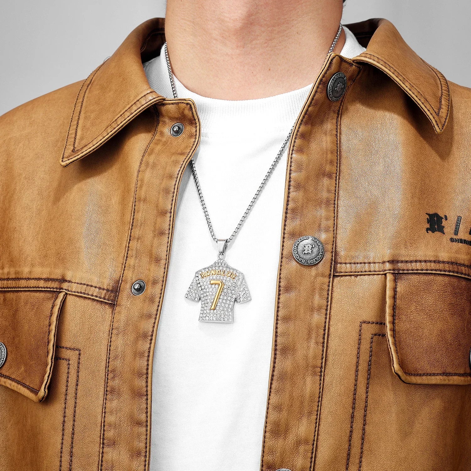 CR7 Messi Haaland Mbappé Neymar Fußballtrikot Herren Halsketten Edelstahl Anhänger Kette Punk HipHop Neu im Schmuck Großhandel