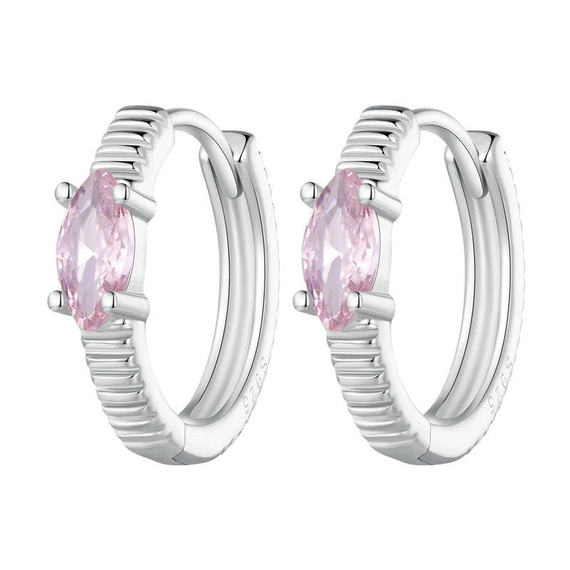 Bamoer 100% 925 Sterling Silver Original Blue Green Zircon Earrings Main Stone for Women Anniversary Wedding Fine Jewelry Gift