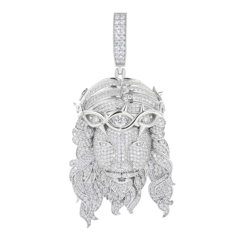 Pendentifs unisexes TUHE de haute qualité en moissanite D VVS sertis de pierres, représentant Jésus, pour hommes, style hip-hop
