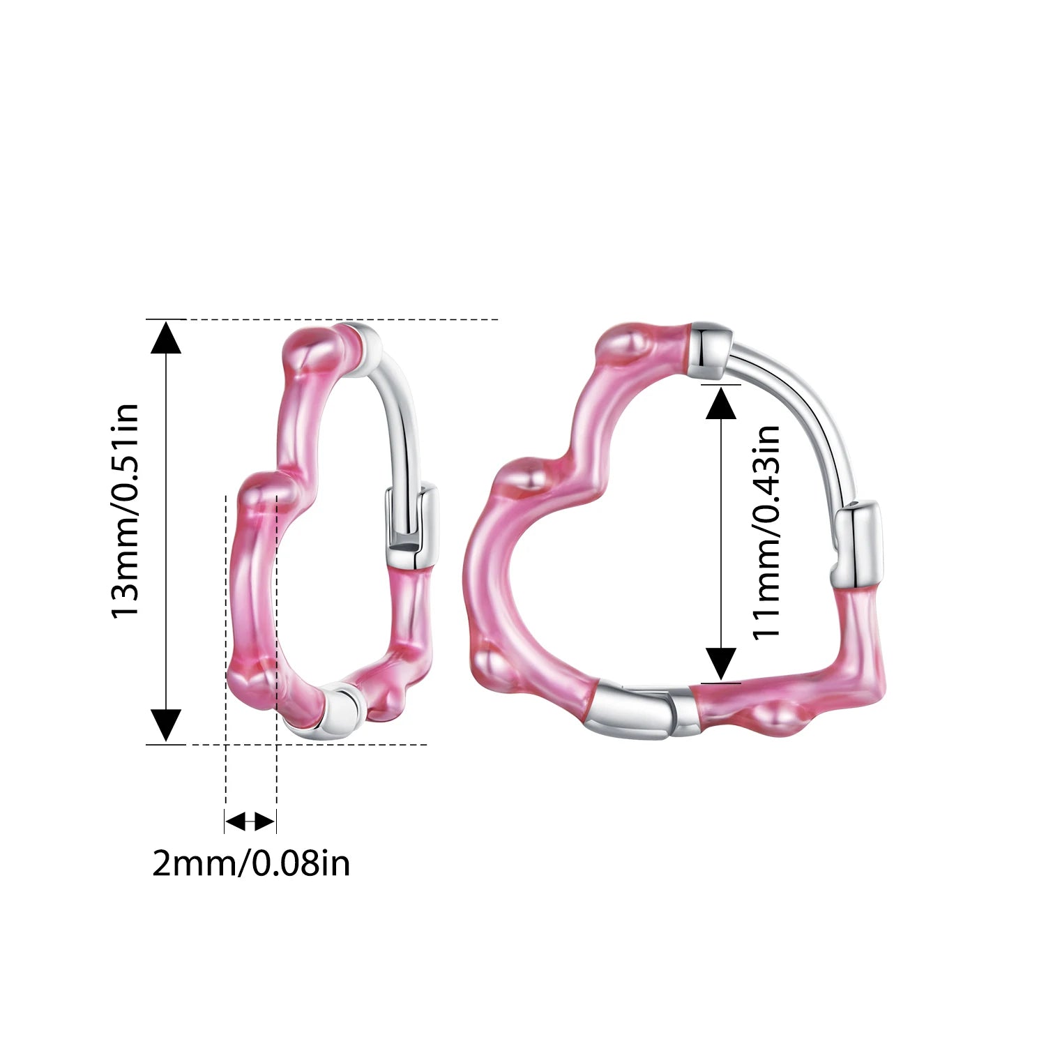 WOSTU 925 Sterling Silver Pink Round Hoop Earrings  Colors Heart Original Cute for Women Girl Daily  Fine Jewelry Birthday Gift