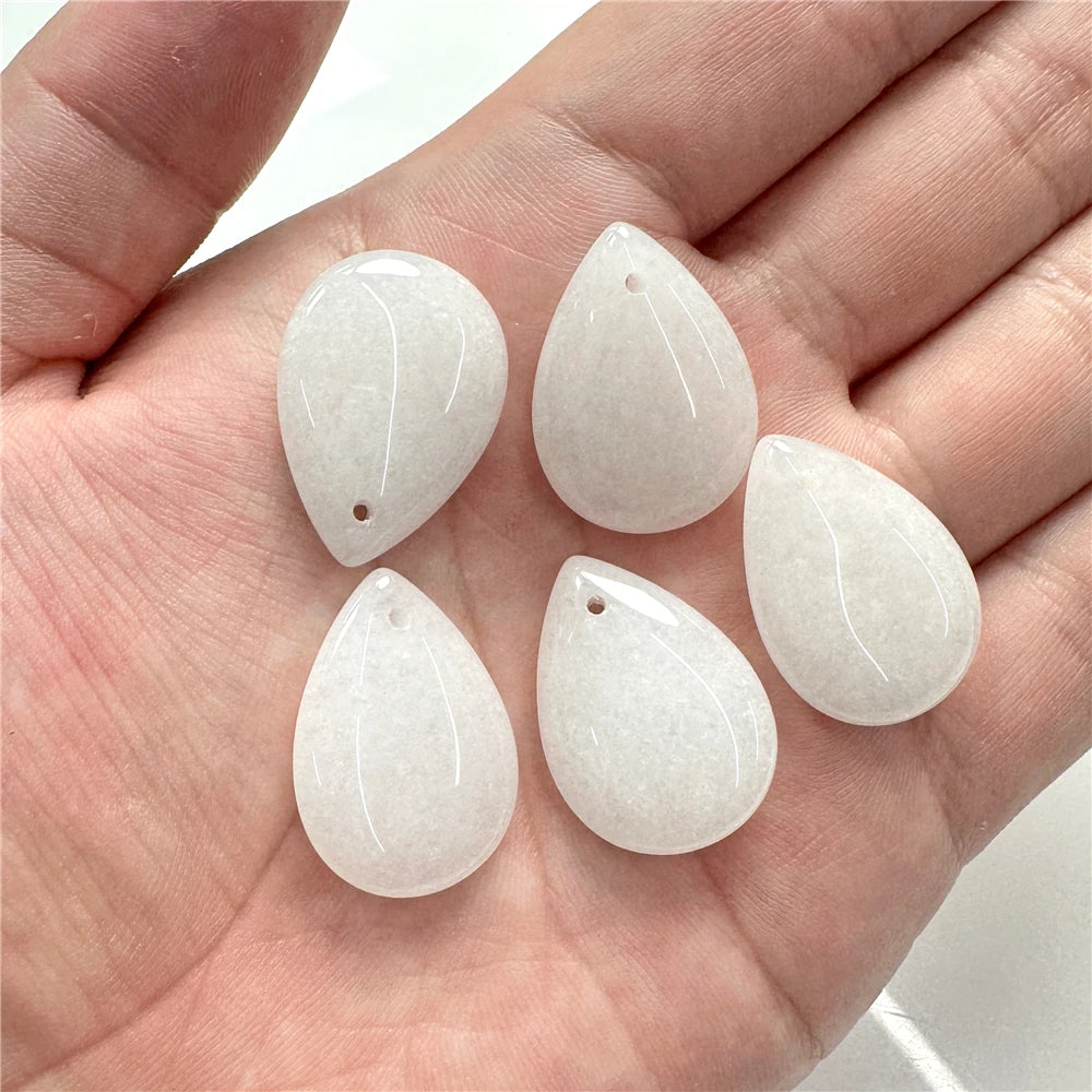 High Quality Smooth Water Drop Gem Pendant Natural Apatite Quartzs Labradorite Top Drilled Charm Bead For Jewelry DIY 18X25MM