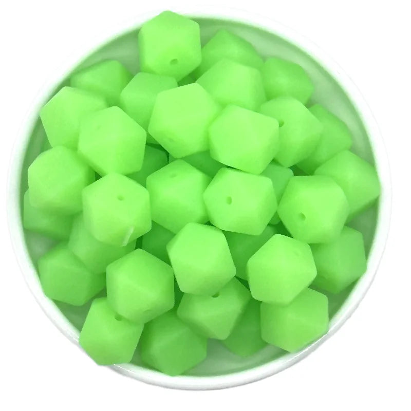 14mm 10/20pcs luminous hexagon silicone beads DIY necklaces Jewelry bracelets bag chains key chains car decoration chains beads
