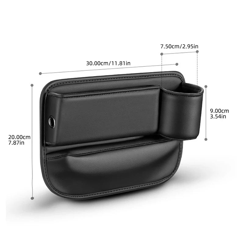 Car Seat Gap Filler Automotive Seat Leather Storage Box with Cup Holder Universal Seat Gap Organizer Adjustable Seat Storage Box - Madeinsea©