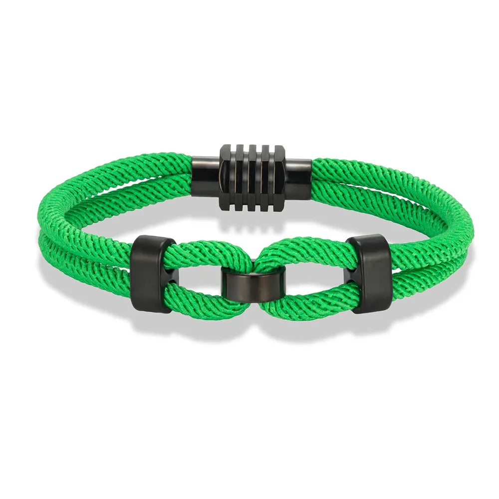 MKENDN 4mm Braided Rope Bracelet for Men Nautical Wrap Magnetic Button Bangle Bicycle Accessories Fashion Pulseria Homme