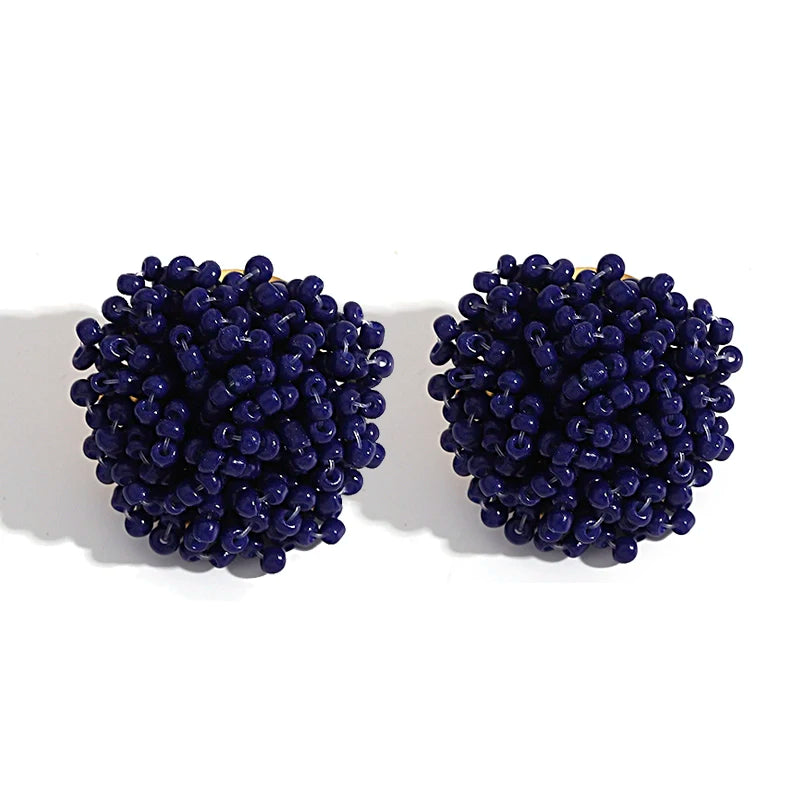 Aensoa Simple Multicolor Ethnic Resin Handmade Beaded Earrings For Women Accessories Bohemia Geometric Earrings Fashion Jewelry