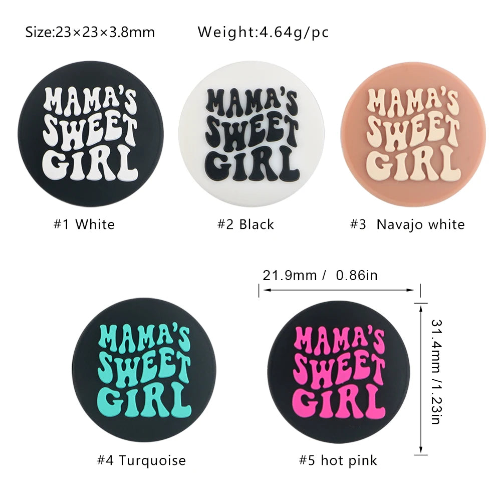 Lot de 5 ou 10 perles en silicone MOM pour la fabrication de bijoux, colliers, bracelets, accessoires de bijouterie