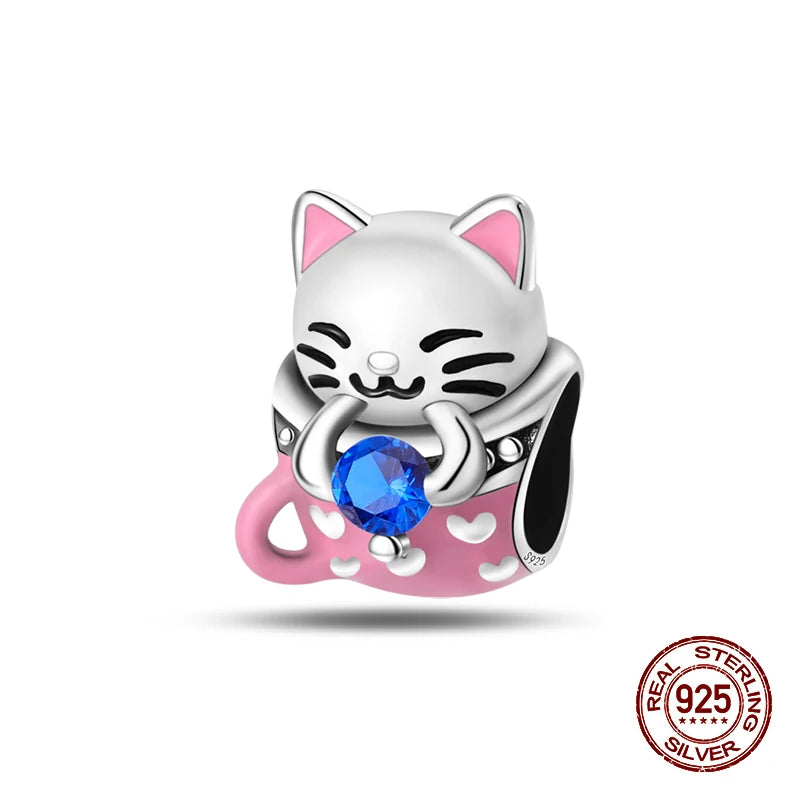 100% 925 Sterling Silver Cute Cat's Paw Dog Animal Pets Charms Beads Fit 3mm 925 Original Bracelet Fine DIY Birthday Jewelry