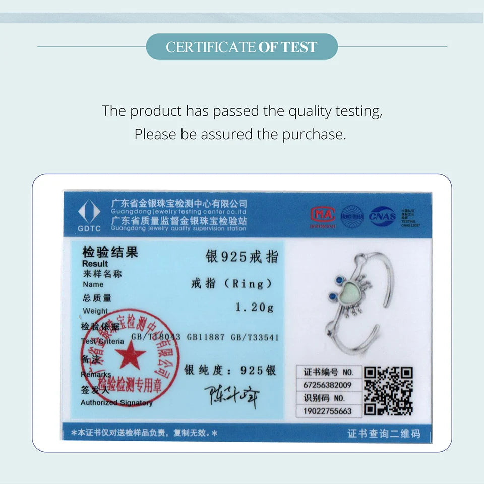 BAMOER 2025 Ring aus massivem 925er Sterlingsilber mit niedlichem Krabbenmotiv, verstellbar, offenes Schmuckstück für Damen, SCR1122-E