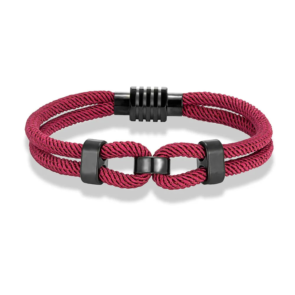 MKENDN 4mm Braided Rope Bracelet for Men Nautical Wrap Magnetic Button Bangle Bicycle Accessories Fashion Pulseria Homme