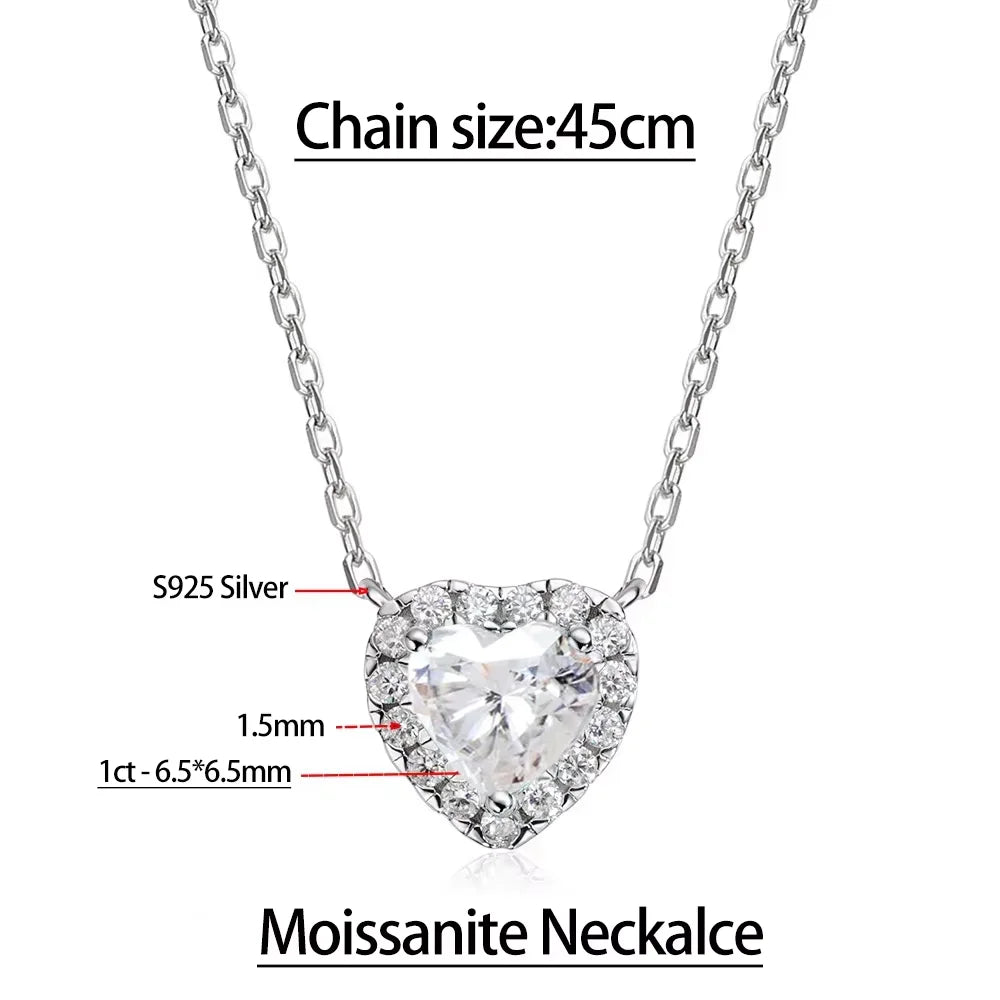 Serenity 1ct 2ct 3ct 4ct Heart Cut D Color Moissanite Necklace Women 100% S925 Sterling Silver Plated 18K Pendant Necklace GRA - Madeinsea©