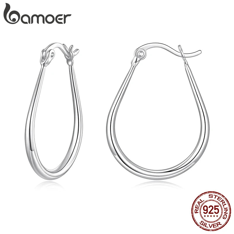 BAMOER Große ovale Creolen aus 925er Sterlingsilber, klobige, hypoallergene Ohrringe, ideal für Damen, Punk- und klassischer Schmuck, perfektes Geschenk