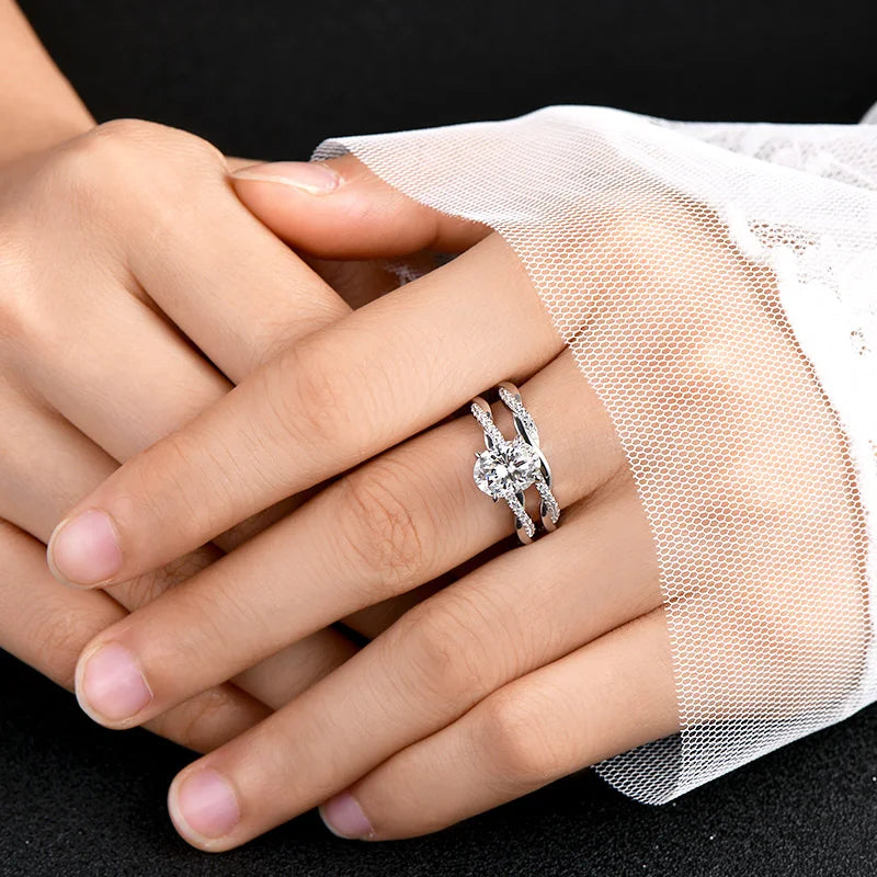 OXTAO 7x9mm 2.0 Carat  Oval Cut Moissanite Engagement Ring Set 925 Sterling Sliver Wedding Promise Bands Jewelry for Women