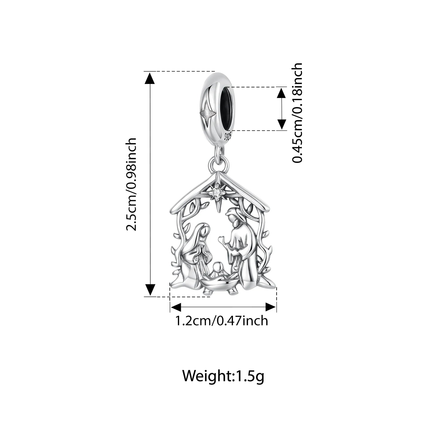 Bamoer 925 Sterling Silver Nativity of Jesus Pendant Faith Guard Charm Peace Beads for Women DIY Bracelet Jewelry Accessories