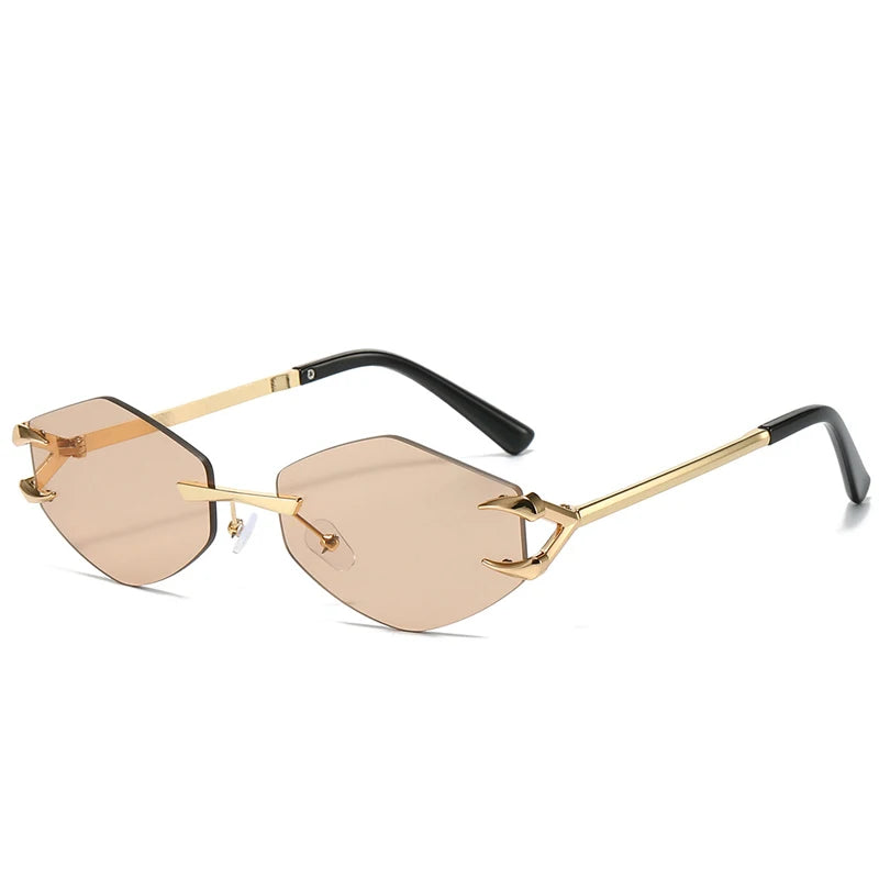 2025 metall Kleine Rahmen Polygonal frauen Sonnenbrille Mode Randlose Rhombus Sonnenbrille Für Weiblich Männlich Sommer Reisen Brillen