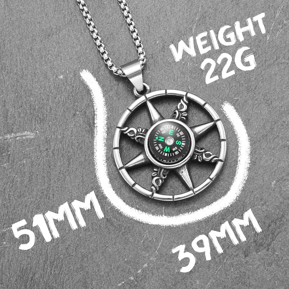 North Star Compass Necklace Men Rudder Pendant Chain Punk Hip Hop Boy Male 316L Stainless Steel Jewelry Creative Gifts Wholesale