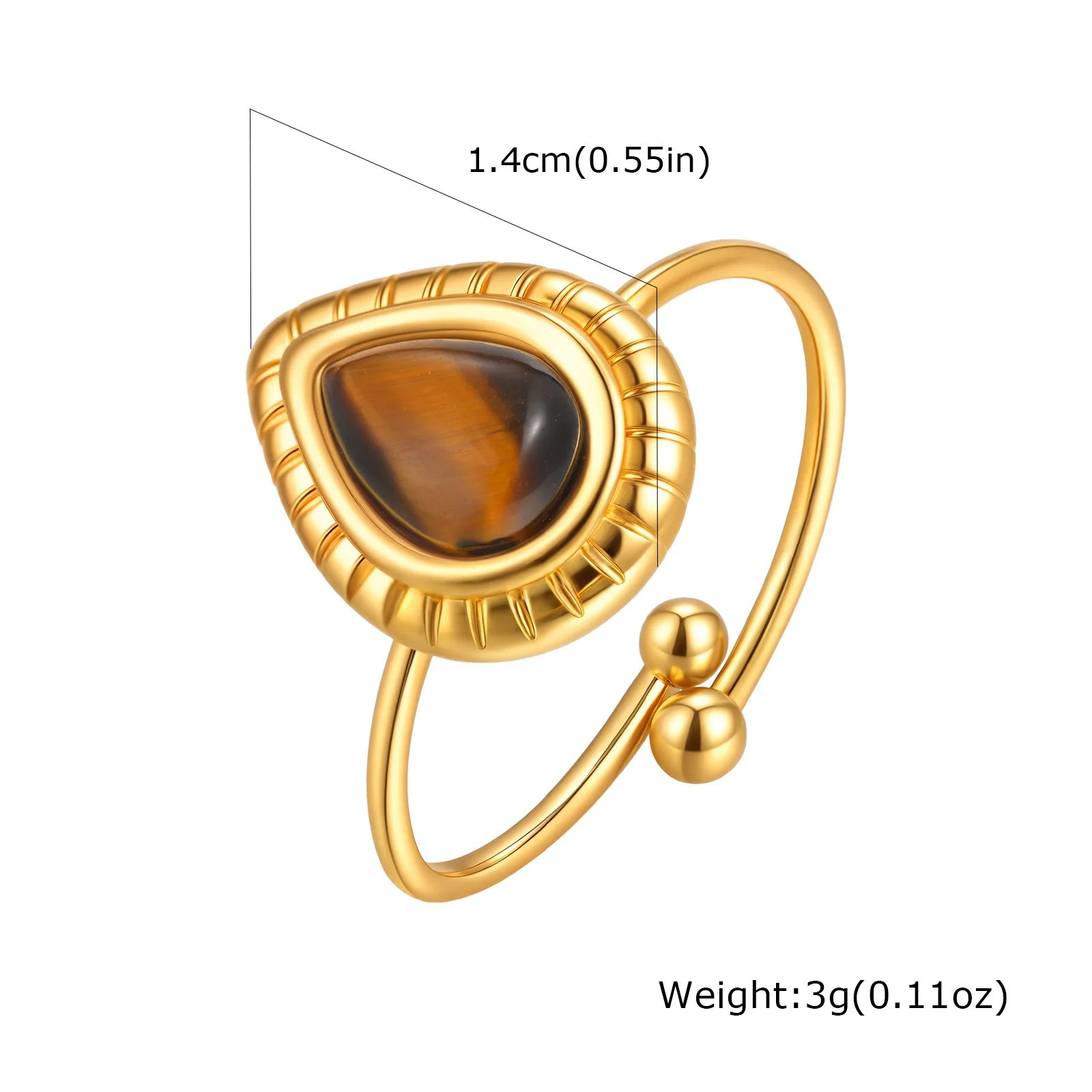 Vnox Dainty Water Droplets Opal Rings For Women Stainless Steel Colored Stone Aesthetic Open Rings Waterproof Finger Jewelry