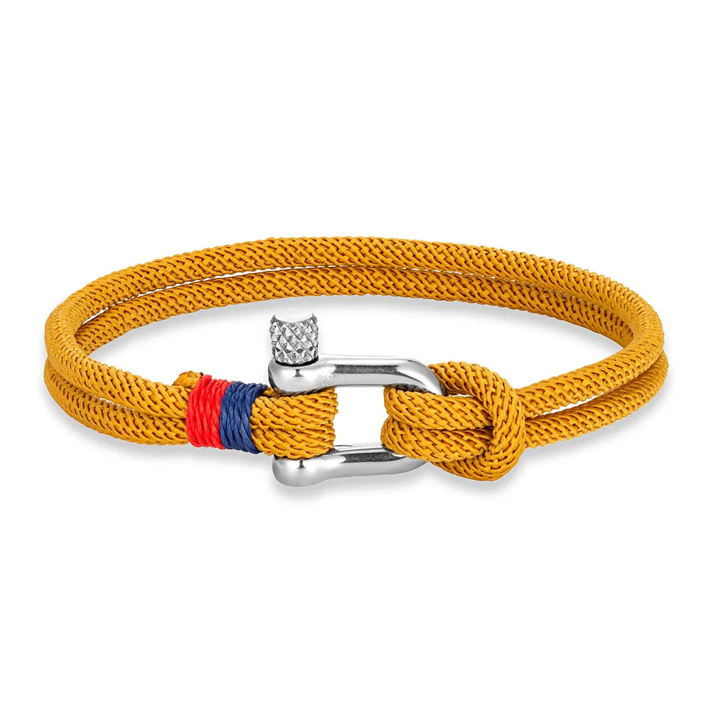 MKENDN Minimalist Lucky Rope Bracelet Stainless Steel Mini U-Shape Shackle Buckle Bracelets for Men Women Couple Gift