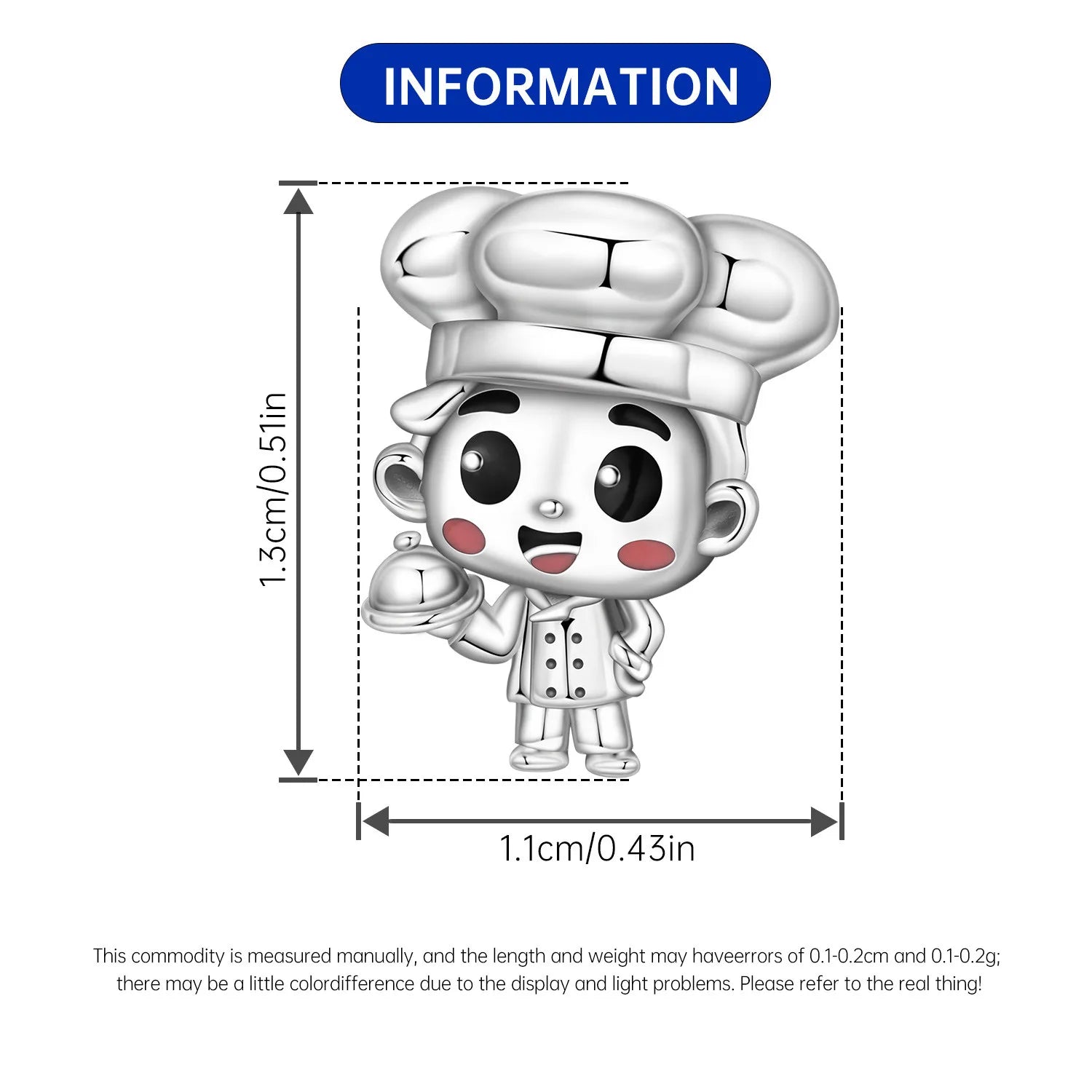PANPOKI 925 Sterling Silver Chef Boy Cartoon Character Beads Original Pendant Bracelet Charm Jewelry DIY Necklace Bracelet Gift