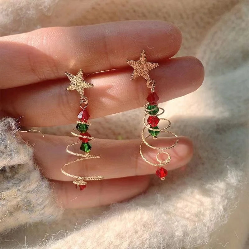 New Trendy Delicate Christmas Tree Earrings For Women Colorful Beads Stars Santa Claus Snowman Drop Earring Girl Christmas Gifts