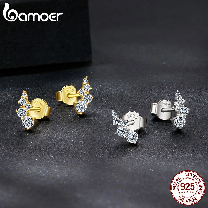 Boucles d'oreilles BAMOER en argent sterling 925 et moissanite, style géométrique, pour femme, bijoux constellation, cadeau d'anniversaire
