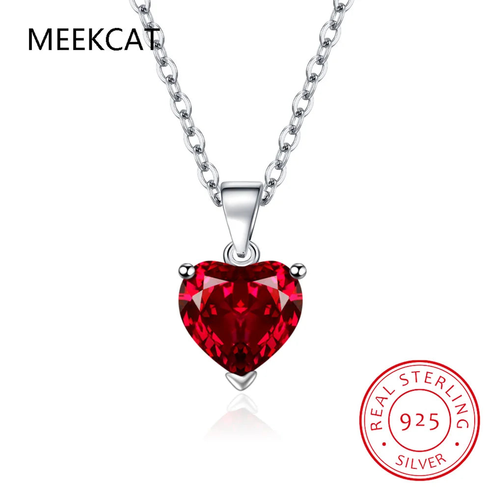 3ct Green Simulated Nano Emerald 925 Sterling Silver Heart Pendant Necklace for Women Gemstones Choker Colar de Prata