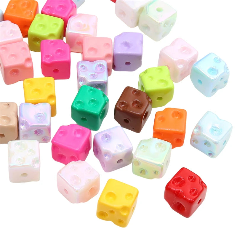 5pcs Cube Cheese Bead Acrylic Spacer Loose Beads For Jewelry Making diy Decorations Bracelet Phone Chain Keychain Accessories