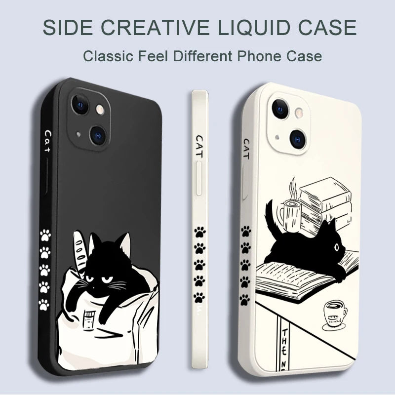 Table Cartoon Cat Phone Case For Xiaomi Poco M6 X6 F5 X5 X3 Pro Mi 11 12 13 Lite 14 11T 12T 13T Pro Shockproof Silicone Cover
