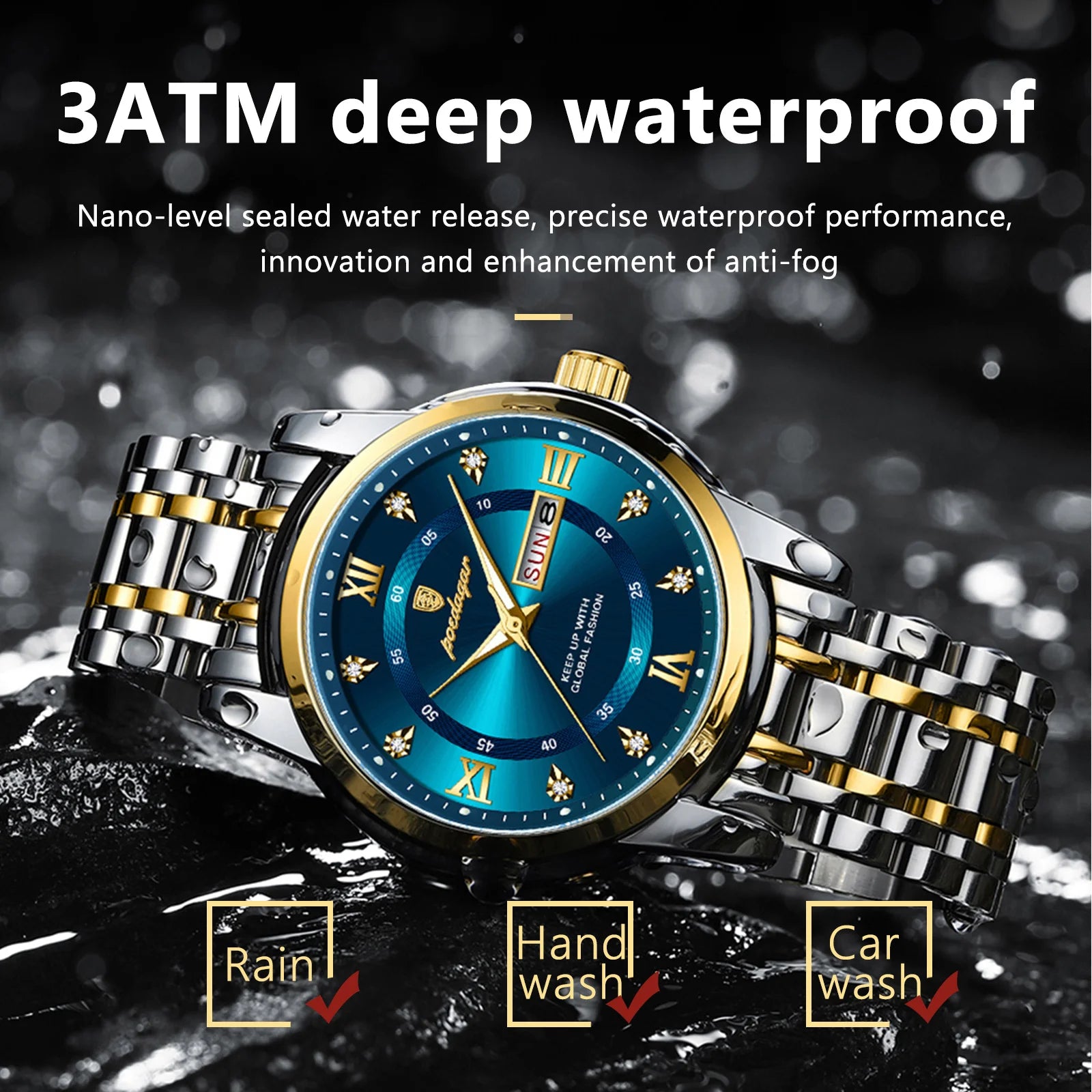 POEDAGAR Luxury Watch for Man Elegant Date Week Waterproof Luminous Men Watch Quartz Stainless Steel Sports Men's Watches reloj - Madeinsea©