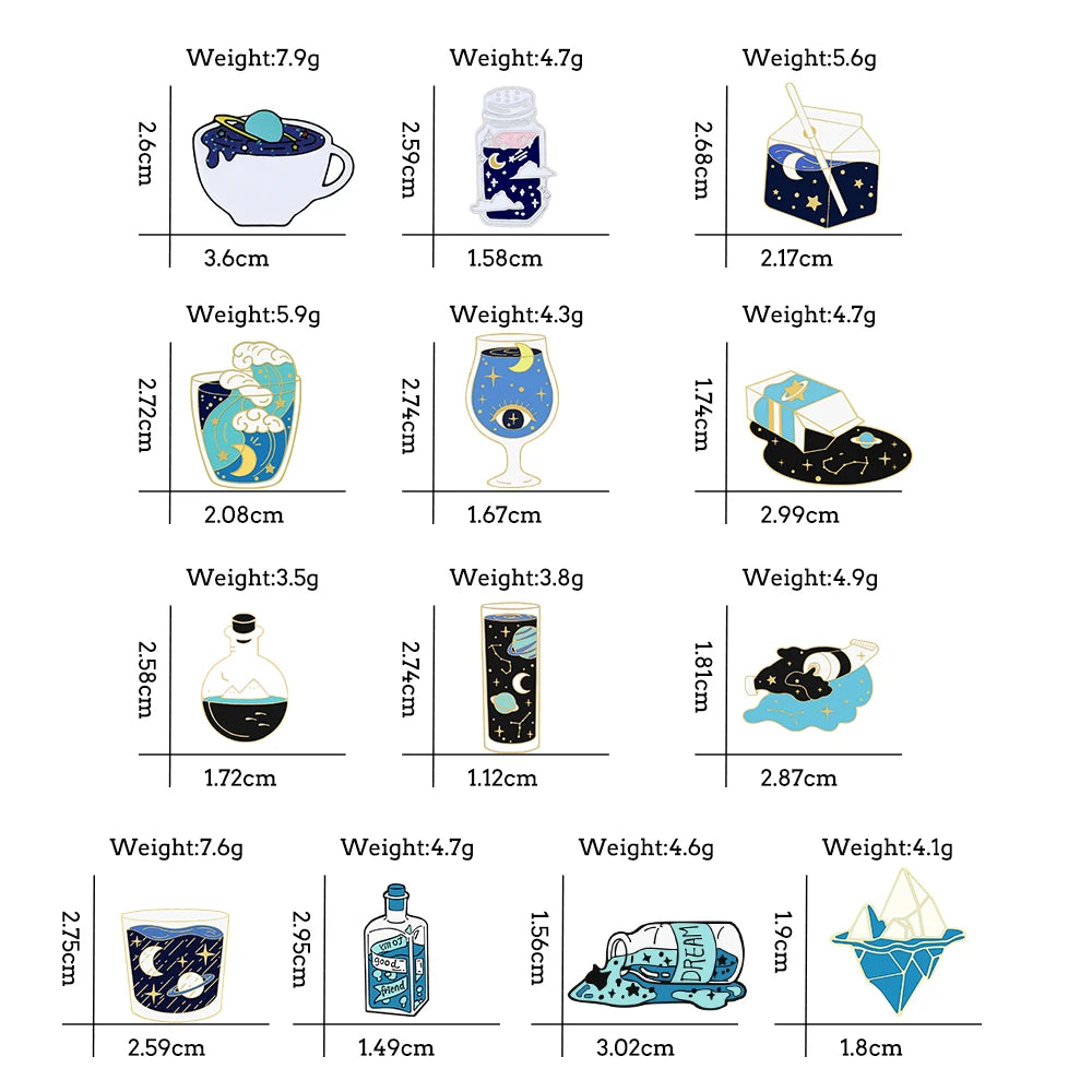 More Blue Starry Sky Enamel Pin Beatiful Drift Bottle Brooches Kid Backpack Decoration Jewelry Space Lover Collection Badge Pin