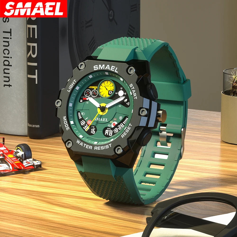 SMAEL 8092 Electronic Quartz Watch Students Multifunction Waterproof Luminous Alarm Clock Calendar Outdoor Sport Watches for Man