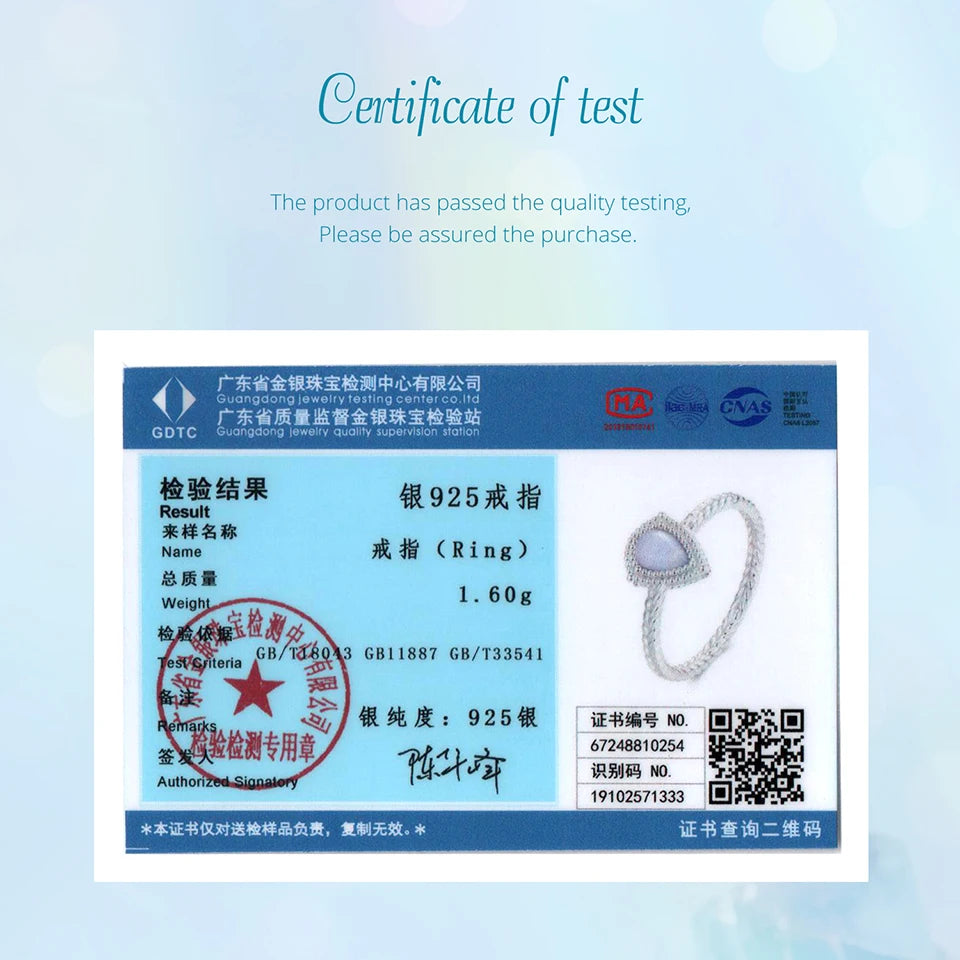 BAMOER 925 Sterling Silver Amazonite/Agate Solitaire Ring, White Gold Plated Finger Rings Dainty Chic Fashion Jewelry BSR624