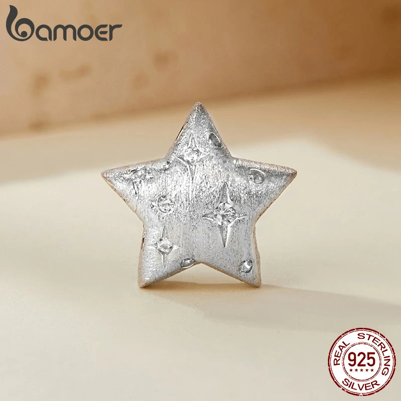 BAMOER Solid 925 Sterling Silver Star CZ Charm Bead fit Original Bracelet Jewelry DIY bamoer Classic Charm BSC1079