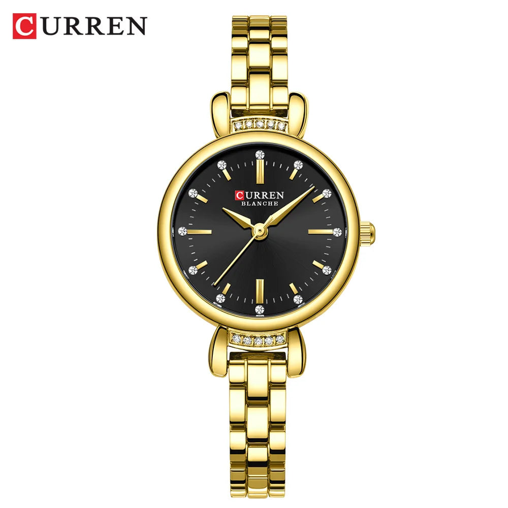 CURREN-Elegant Dress Watch for Women, Luxurious and Exquisite, 28mm Dial with Shinning Rhinestone, Quartz Wristwatch, New - Madeinsea©