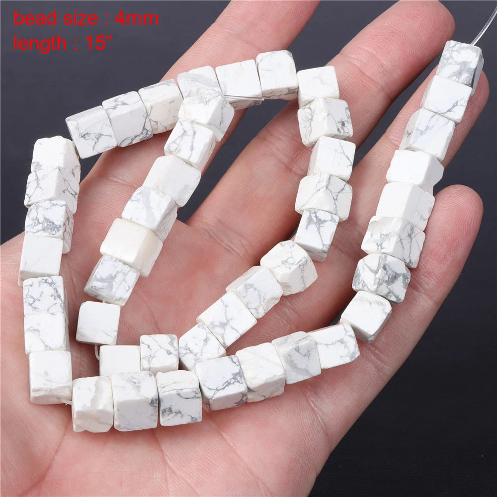 New Arrival Natural Howlite Stone Bead White Turquoises Loose Beads Jewelry Making Perles Gem Loose Beaded Diy Bracelet Necklace