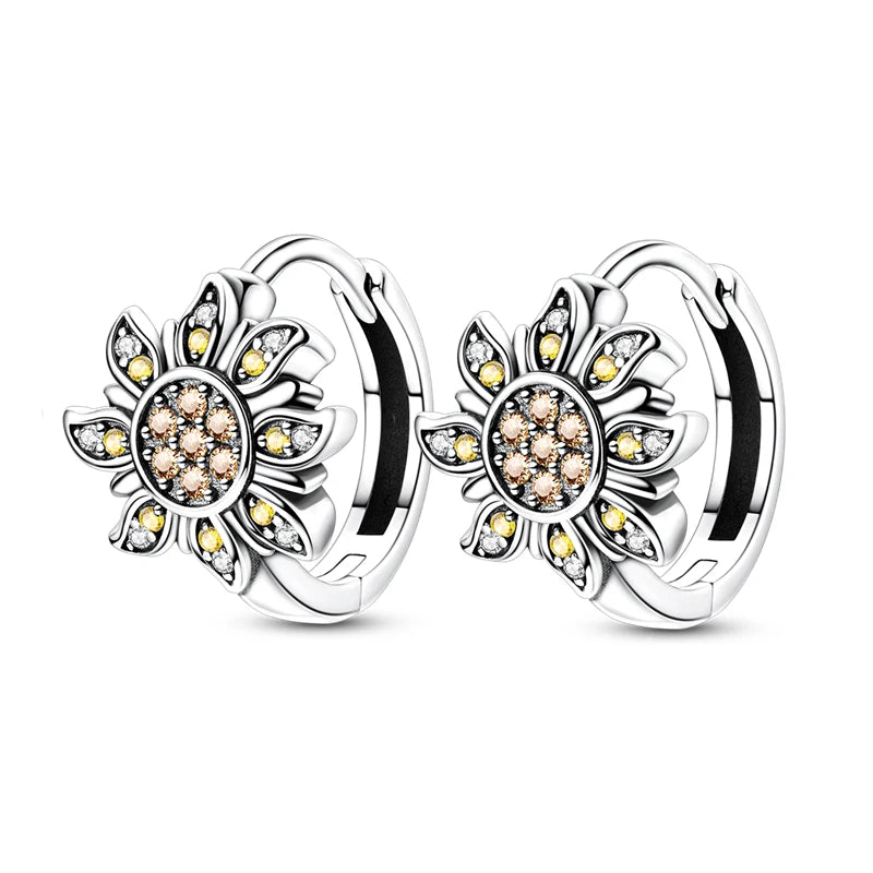 Springtime Earrings For Women 925 Silver Plated Double Hoop Butterfly Bees Ladybird Insect Earrings Party Jewelry Birthday Gifts
