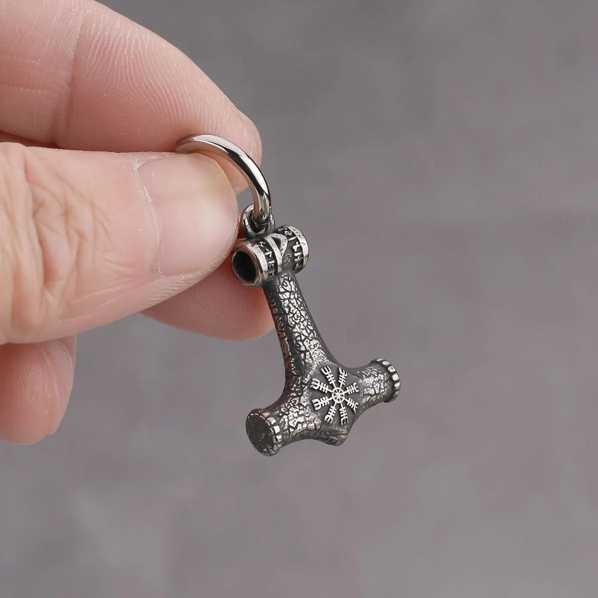 Gothic Odin Thor's Hammer Drop Earrings Blackening Stainles Steel Punk Hip Hop Ears Jewelry Nordic Vikings Helmet of Awe Earring