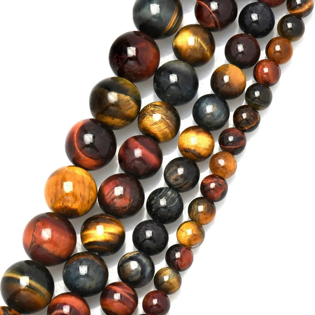 Perles rondes en œil de tigre naturel, 6/8/10 mm, pour la création de bijoux et bracelets à breloques.