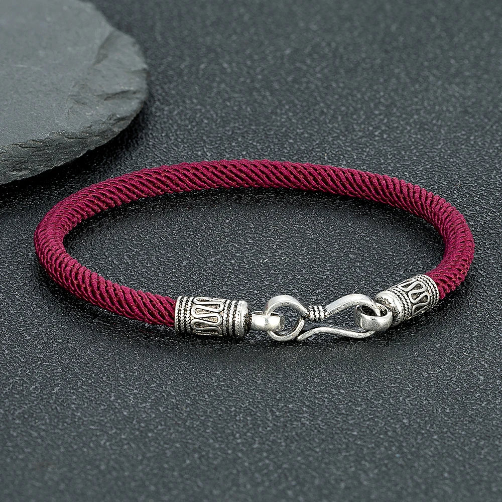 MKENDN 925 Sterling Silver 4mm Braided Rope Bracelet Anklet for Women Men Friendship Bracelet Trendy Jewelry GIfts