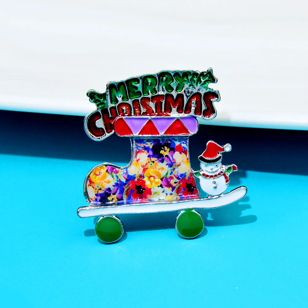 CINDY XIANG Enamel Boot And Snowman Brooch Christmas Pin Fashion Jewelry New Arrival 2021 Coat Kids Accessories High Quality
