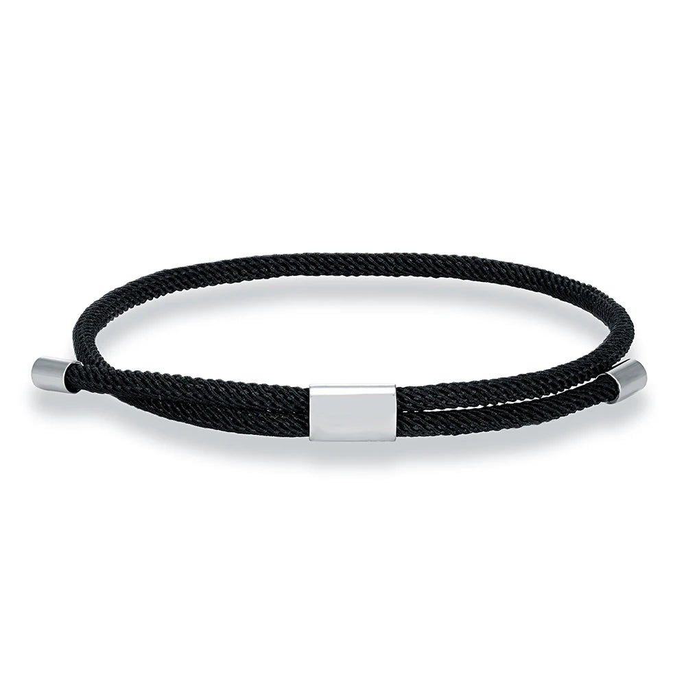 MKENDN Minimalist Durable Unisex Rope Design Stainless Steel Adjustable Braided Rope Bracelet for Men Women Couple Jewelry Gifts