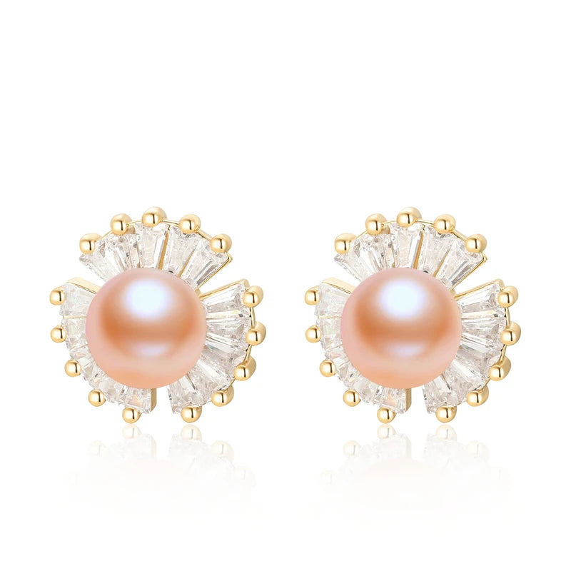 Real Natural Freshwater Pearl Fashion Earrings Ladies Elegant Earrings Jewelry Valentine's Day Girlfriend Birthday Wedding Gift