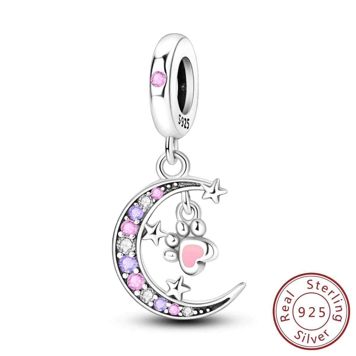 100% Real 925 Sterling Silver Charms Beads Stars Moon Pendant Fit Original Charms Bracelets Bangle DIY Jewelry Gifts