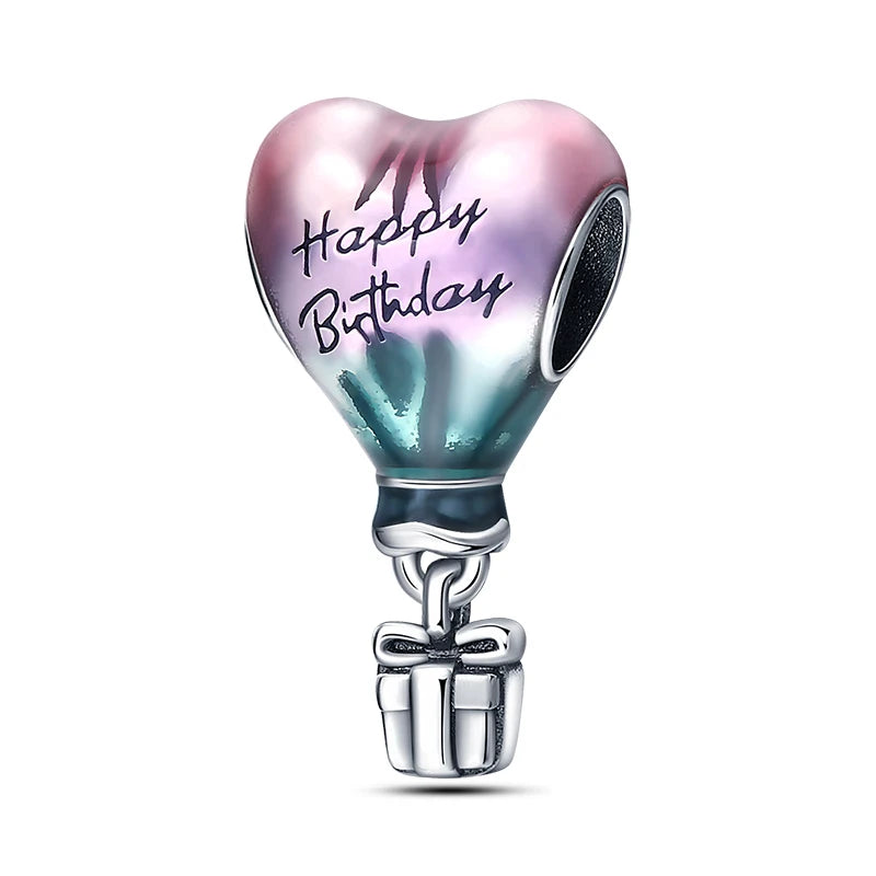 Romantic 925 Silver Couple Colourful Heart Shaped Hot Balloon Charms Beads Fit 3mm 925 Original Bracelets DIY Jewelry Gifts