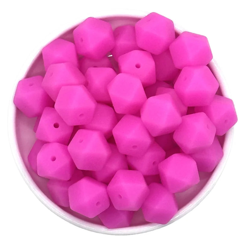 14mm 10/20pcs luminous hexagon silicone beads DIY necklaces Jewelry bracelets bag chains key chains car decoration chains beads