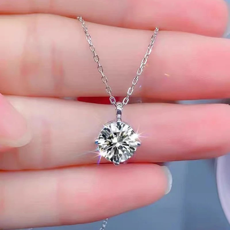 OXTAO GRA 2.0CT Four Claw Moissanite Pendant Necklace Real 925 Sterling Silver D Color Glittering Diamond Ladies Jewelry Gift
